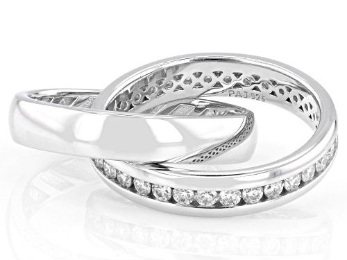 MOISSANITE FIRE® 0.99CTW DEW ROUND BRILLIANT PLATINEVE® CROSSOVER RING - Size 7