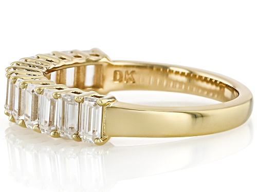 MOISSANITE FIRE® 1.30CTW DEW EMERALD CUT  14K YELLOW GOLD OVER SILVER RING - Size 8