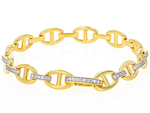 MOISSANITE FIRE® 0.77CTW DEW ROUND BRILLIANT 14K YELLOW GOLD OVER SILVER BRACELET - Size 8