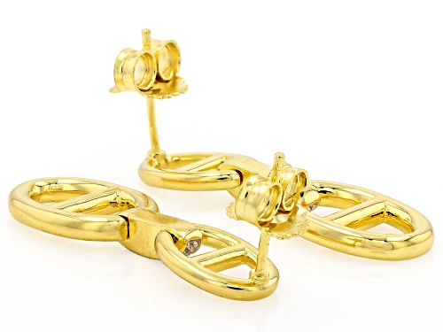 MOISSANITE FIRE® 0.14CTW DEW ROUND BRILLIANT 14K YELLOW GOLD OVER SILVER  EARRINGS