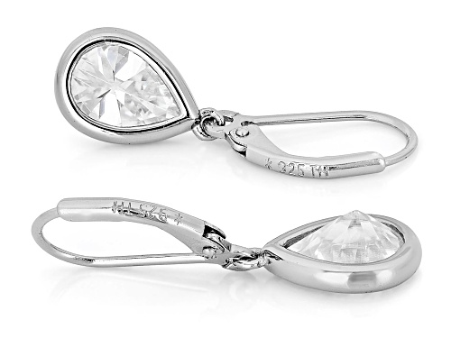 MOISSANITE FIRE® 4.20CTW DEW PEAR SHAPE  PLATINEVE® EARRINGS