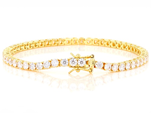 MOISSANITE FIRE® 6.89CTW DEW ROUND BRILLIANT 14K YELLOW GOLD OVER SILVER TENNIS BRACELET - Size 8
