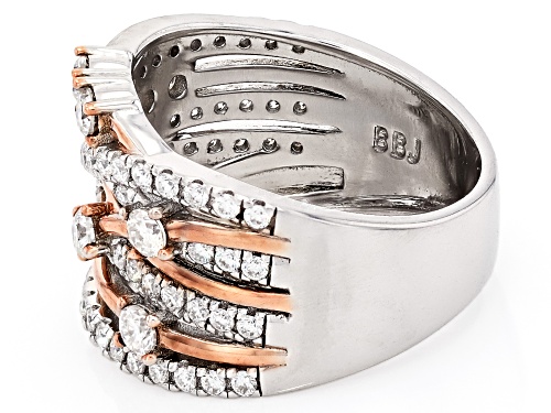 MOISSANITE FIRE® 1.18CTW DEW PLATINEVE® AND 14K ROSE GOLD OVER PLATINEVE RING - Size 6