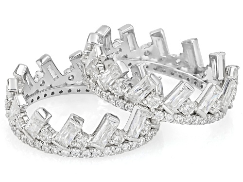 MOISSANITE FIRE® 4.38CTW DEW PLATINEVE®  SET OF 2 STACKABLE RINGS - Size 7