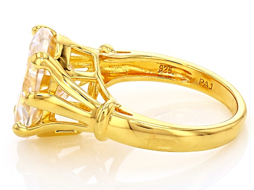 MOISSANITE FIRE® 5.50CT DEW PEAR SHAPE 14K YELLOW GOLD OVER SILVER SOLITAIRE RING - Size 7