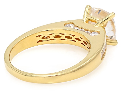 MOISSANITE FIRE® 3.06CTW DEW CUSHION CUT AND ROUND 14K YELLOW GOLD OVER SILVER RING - Size 10