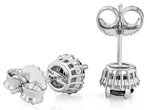 MOISSANITE FIRE® AND BLACK MOISSANITE 1.30CTW DEW ROUND BRILLIANT PLATINEVE® HALO EARRINGS