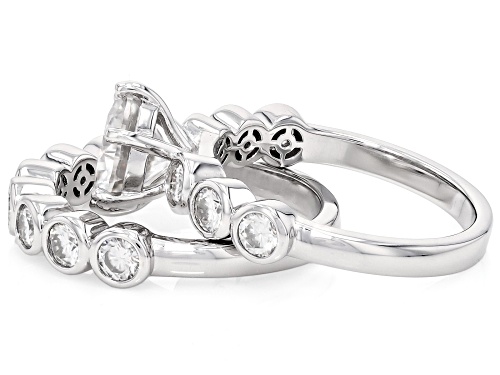 MOISSANITE FIRE® 3.20CTW DEW ROUND BRILLIANT PLATINEVE® RING AND BAND - Size 8