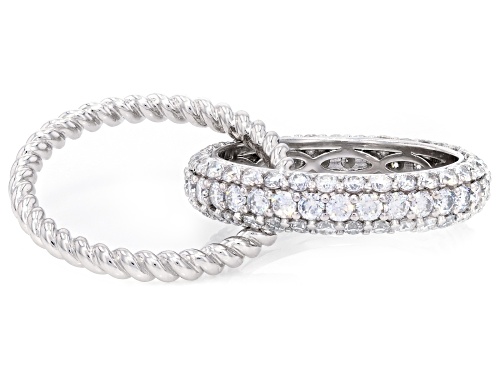 MOISSANITE FIRE® 3.63CTW DEW ROUND BRILLIANT PLATINEVE® CROSSOVER ETERNITY BAND - Size 10