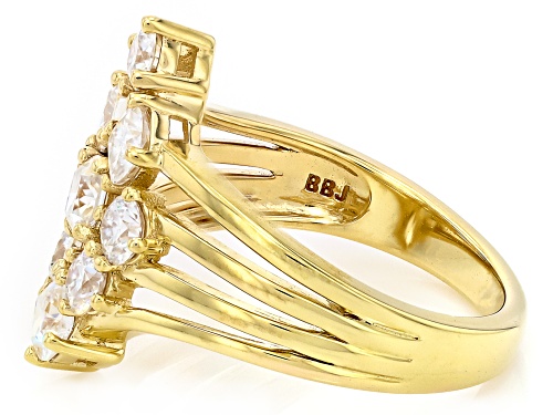 MOISSANITE FIRE® 1.75CTW DEW CUSHION CUT AND ROUND BRILLIANT 14K YELLOW GOLD OVER SILVER RING - Size 6