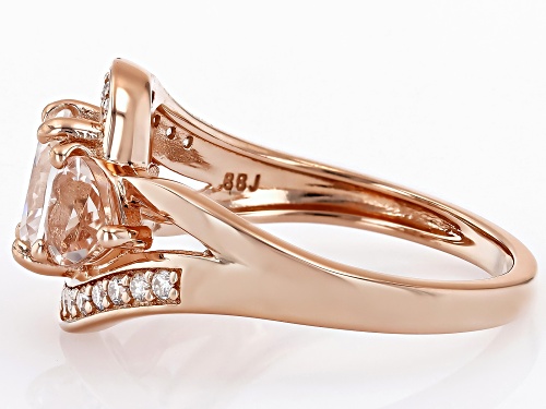 MOISSANITE FIRE® 1.38CTW DEW AND MORGANITE 14K ROSE GOLD OVER SILVER RING - Size 7