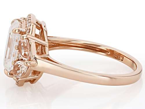 MOISSANITE FIRE® 2.68CTW DEW AND MORGANITE 14K ROSE GOLD OVER SILVER RING - Size 9