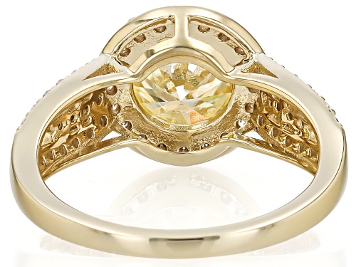MOISSANITE FIRE® MULTI COLOR 2.34CTW DEW & CHAMPAGNE DIAMOND 14K YELLOW GOLD OVER SILVER RING - Size 8