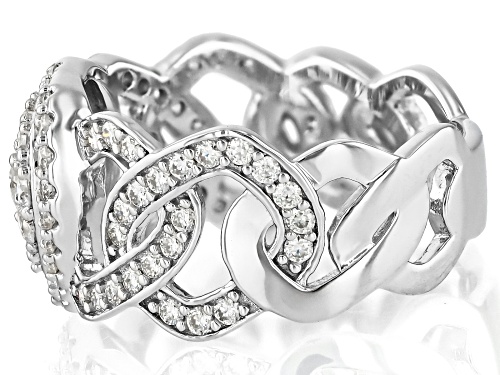 MOISSANITE FIRE® 0.80CTW DEW ROUND AND HEART SHAPE PLATINEVE® RING - Size 8