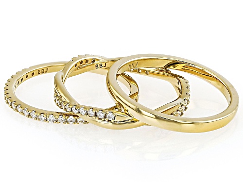 MOISSANITE FIRE® 0.57CTW DEW 14K YELLOW GOLD OVER SILVER SET OF 3 RINGS - Size 8