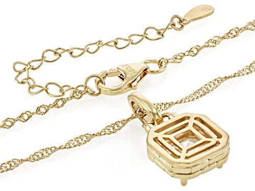 MOISSANITE FIRE® 2.96CT DEW ASSCHER CUT 14K YELLOW GOLD OVER SILVER PENDANT AND CHAIN