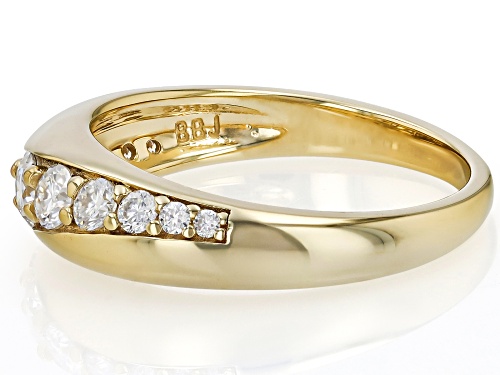 MOISSANITE FIRE® 0.60CTW DEW ROUND BRILLIANT 14K YELLOW GOLD OVER SILVER RING - Size 6
