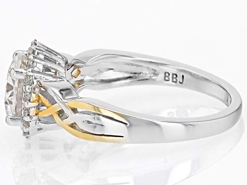 MOISSANITE FIRE® 1.68CTW DEW ROUND BRILLIANT PLATINEVE® TWO TONE RING - Size 9