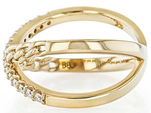 MOISSANITE FIRE® 0.30CTW DEW ROUND BRILLIANT 14K YELLOW GOLD OVER SILVER RING - Size 7