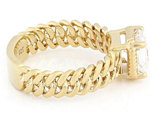 MOISSANITE FIRE® 1.85CT DEW ASSCHER CUT 14K YELLOW GOLD OVER SILVER RING - Size 8