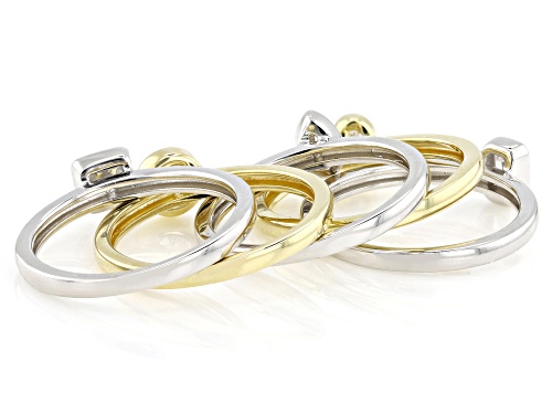MOISSANITE FIRE® 1.66CTW DEW PLATINEVE® AND 14K YELLOW AND ROSE GOLD OVER SILVER  SET OF 5 RINGS - Size 6