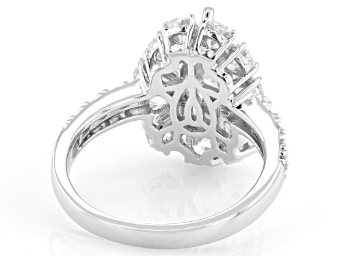 MOISSANITE FIRE® 4.65CTW DEW PEAR AND ROUND BRILLIANT PLATINEVE® RING - Size 8