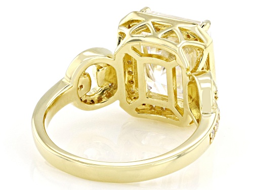 MOISSANITE FIRE® 5.96CTW DEW RADIANT AND ROUND 14K YELLOW GOLD OVER SILVER RING - Size 9