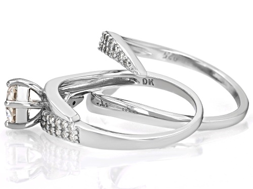 MOISSANITE FIRE® 1.16CTW DEW ROUND BRILLIANT PLATINEVE® RING AND BAND - Size 6