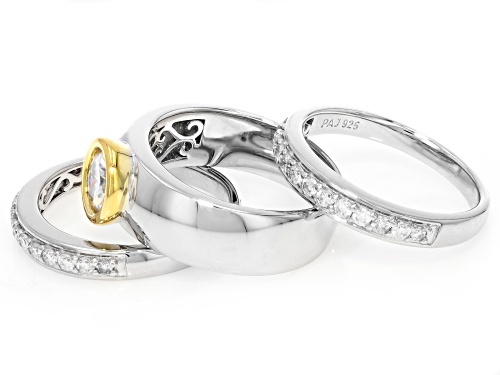 MOISSANITE FIRE® 1.28CTW DEW PLATINEVE® TWO TONE RING WITH TWO BANDS - Size 7