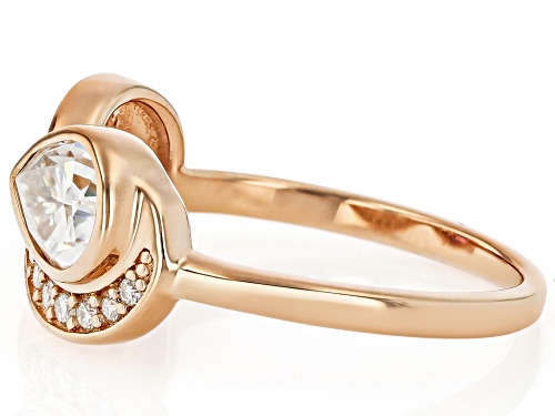 MOISSANITE FIRE® AND PINK MOISSANITE 1.40CTW DEW 14K ROSE GOLD OVER SILVER CAT RING - Size 7