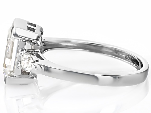 MOISSANITE FIRE® 2.87CTW DEW EMERALD AND PEAR SHAPE PLATINEVE® RING - Size 8
