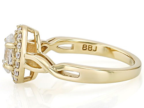 MOISSANITE FIRE® 1.22CTW DEW OVAL AND ROUND 14K YELLOW GOLD OVER SILVER RING - Size 7