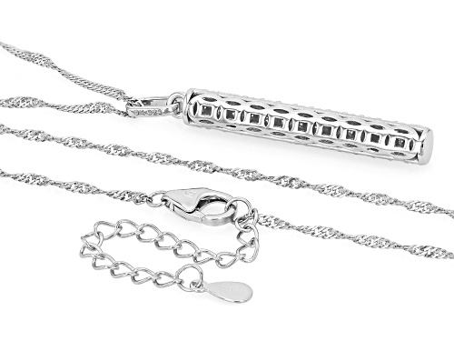 MOISSANITE FIRE® 1.34CTW DEW ROUND PLATINEVE® BAR PENDANT AND CHAIN