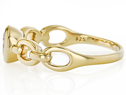 MOISSANITE FIRE® .60CT DEW ROUND BRILLIANT 14K YELLOW GOLD OVER SILVER RING - Size 7