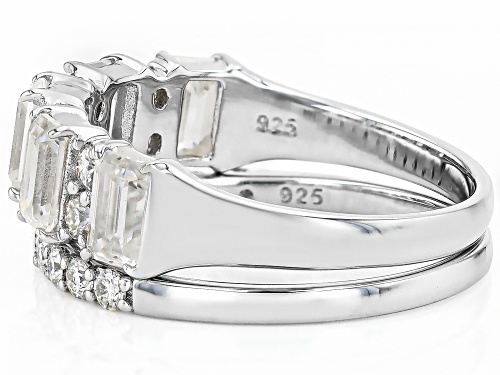 MOISSANITE FIRE® 1.95CTW DEW EMERALD CUT AND ROUND PLATINEVE® SET OF 2 RINGS - Size 9