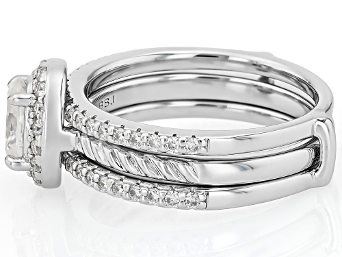 MOISSANITE FIRE® 1.44CTW DEW OVAL AND ROUND BRILLIANT PLATINEVE® RING WITH GUARD - Size 8
