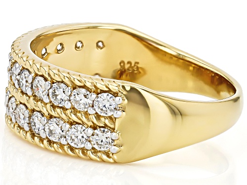 MOISSANITE FIRE® .78CTW DEW ROUND BRILLIANT 14K YELLOW GOLD OVER SILVER RING - Size 7