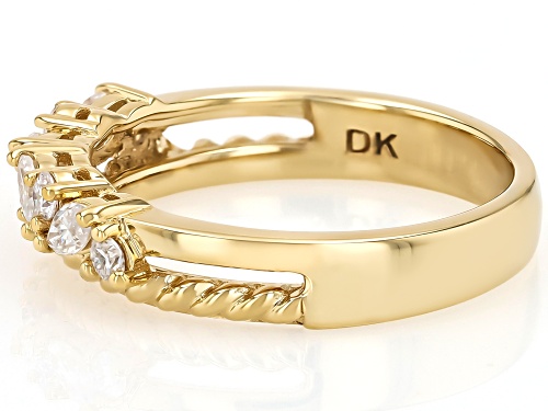 MOISSANITE FIRE® 0.43CTW DEW MARQUISE CUT AND ROUND 14K YELLOW GOLD OVER SILVER RING - Size 8