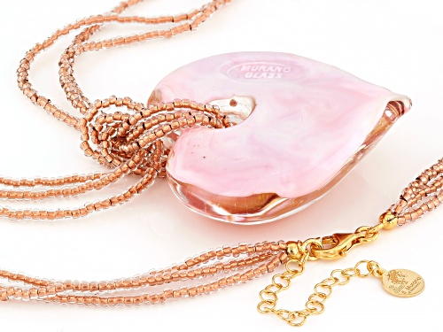 Il Murano di Francesca Pink Murano Glass Multi-Strand 18k Gold Over Sterling Silver Heart Pendant - Size 18