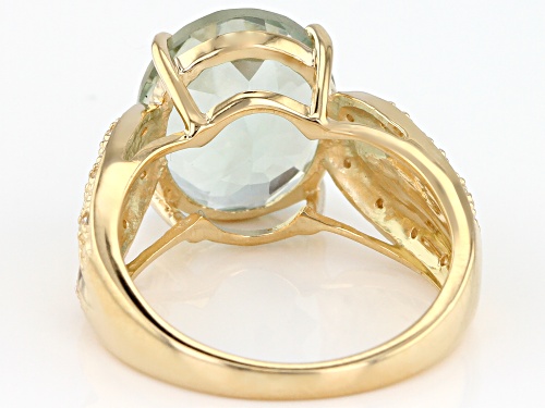 5.75ct Oval Prasiolite With .10ctw White Topaz 18k Yellow Gold Over Sterling Silver Ring - Size 8
