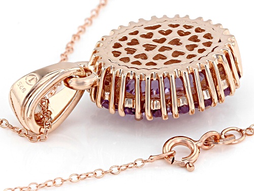 6.00ctw Oval & Heart Shape Lavender Amethyst 18k Rose Gold Over Silver Pendant With Chain