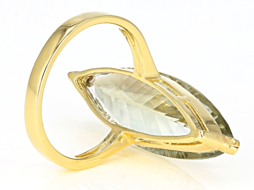 10.27ct Marquise Quantum Cut(R) Green Parasiolite 18k Yellow Gold Over Silver Solitaire Ring - Size 7