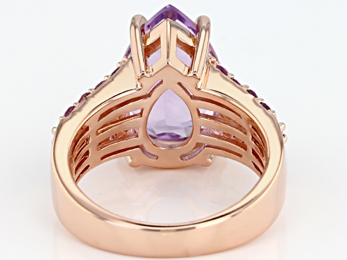 3.91CTW LAVENDER AMETHYST & BRAZILIAN AMETHYST & .25CTW PINK SPINEL 18K RG OVER SILVER RING - Size 8
