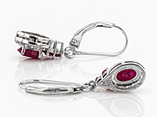 1.02ctw Round Burmese Ruby With .21ctw Zircon Rhodium Over Silver Earrings