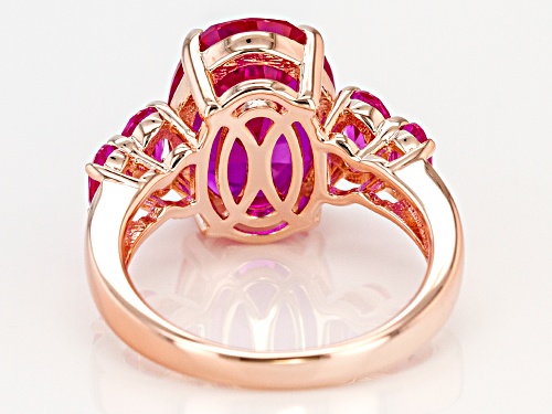 7.76ctw Oval Lab Created Pink Sapphire 18k Rose Gold Over Sterling Silver Ring - Size 5
