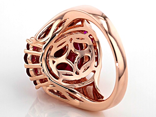 9.34ctw Round Lab Created Ruby 18k Rose Gold Over Sterling Silver Ring - Size 7