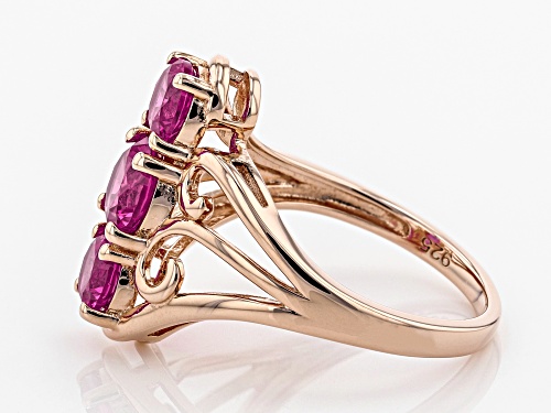 1.92ctw Round Lab Created Pink Sapphire 18k Rose Gold Over Silver 3-Stone Ring - Size 8