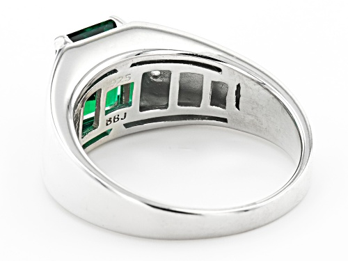 1.91ct Lab Created Emerald & 0.03ctw White Diamond Accent Platinum Over Sterling Silver Men's Ring - Size 12