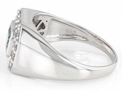 1.04ct Mystic Fire® Green Topaz And 0.84ctw White Zircon Rhodium Over Sterling Silver Men's Ring - Size 12
