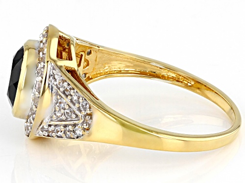 1.71ct Black Spinel And 0.45ctw White Zircon 18k Yellow Gold Over Sterling Silver Men's Ring - Size 12